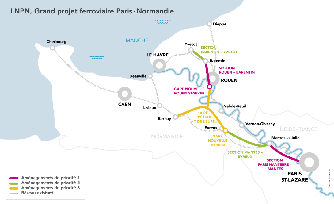 Carte du tracé (avec niveaux de priorité)